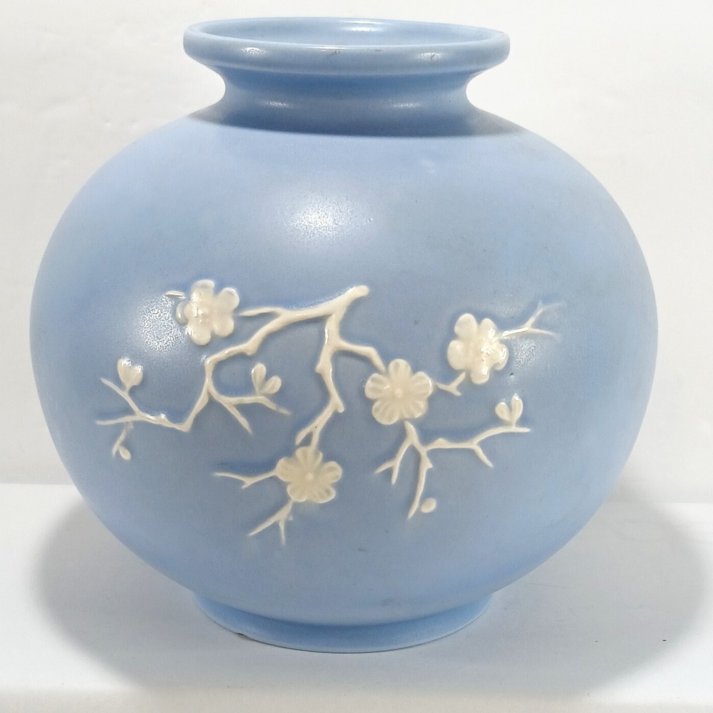 Vintage Copeland Spode England Blue White Cherry Blossom Bud Vase Ginger Jar